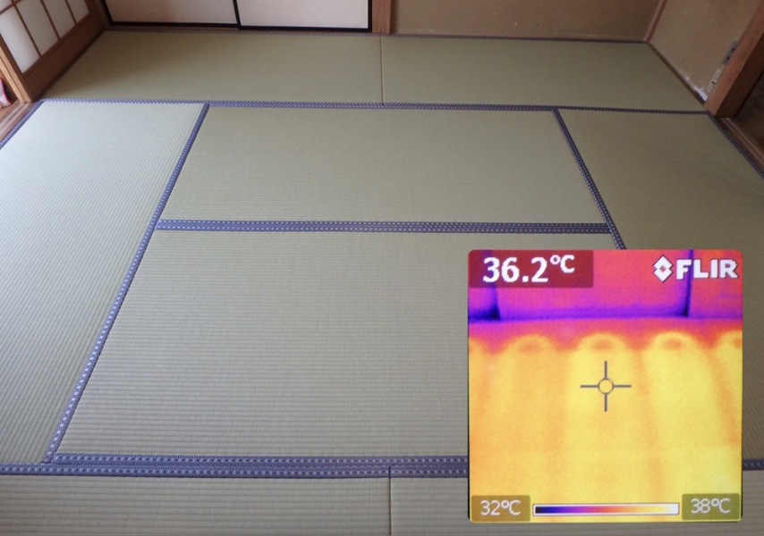 畳の床暖房：温度測定