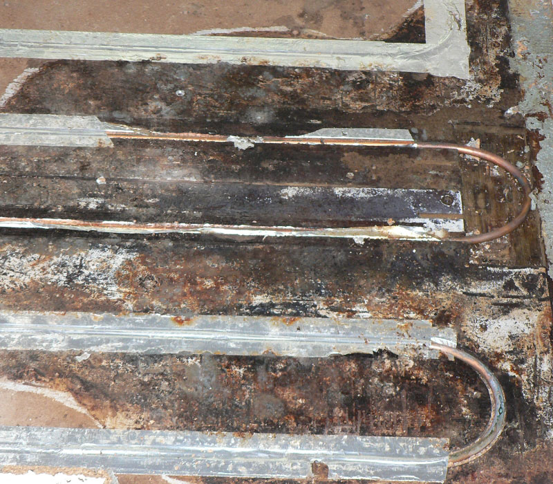 銅管床暖房のロウ付け部分から不凍液漏れ